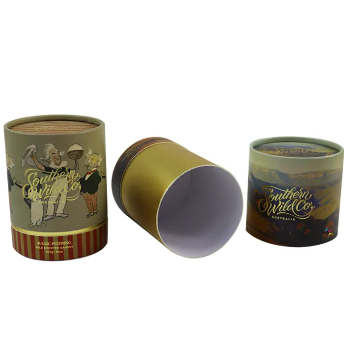 Custom printed paper tube candle boxes with open lid, wholesale round scented candle packaging tubes