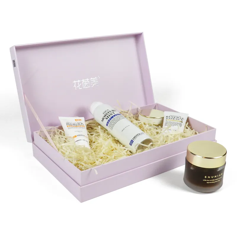 Premium custom cosmetic gift box, rigid magnetic skincare packaging for serum, cream and facial care kits