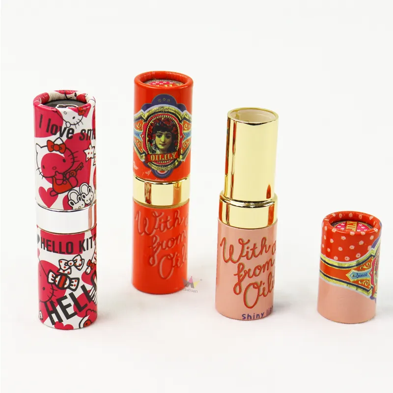Wholesale cosmetic boxes, custom printed paper tube packaging for lipstick makeup tubes
