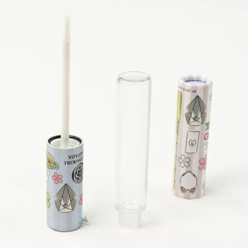 Slim cylindrical cosmetic boxes, custom printed paper tube packaging for lip gloss containers