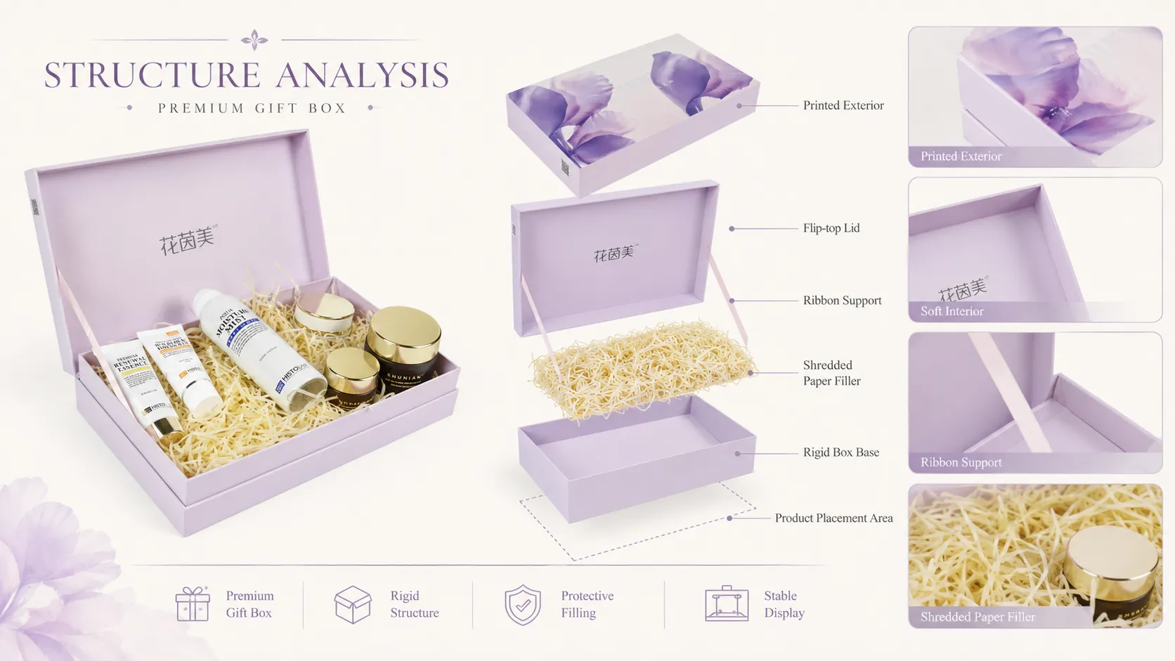 Custom Rigid Magnetic Skincare Packaging Gift Box | Luxury Skincare Set Box-structure