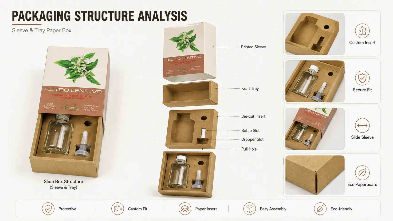 Custom Lid‑Base Essential Oils Boxes with Die‑Cut Paper Insert for Glass Dropper Bottles-structure