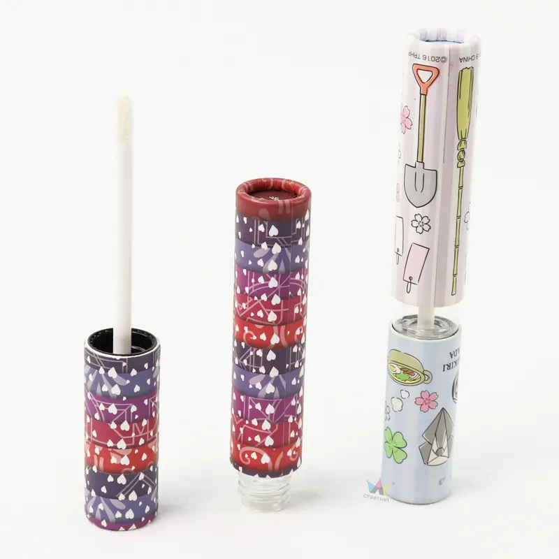 Multiple custom design cosmetic boxes, slim paper tube packaging for lip gloss and beauty products
