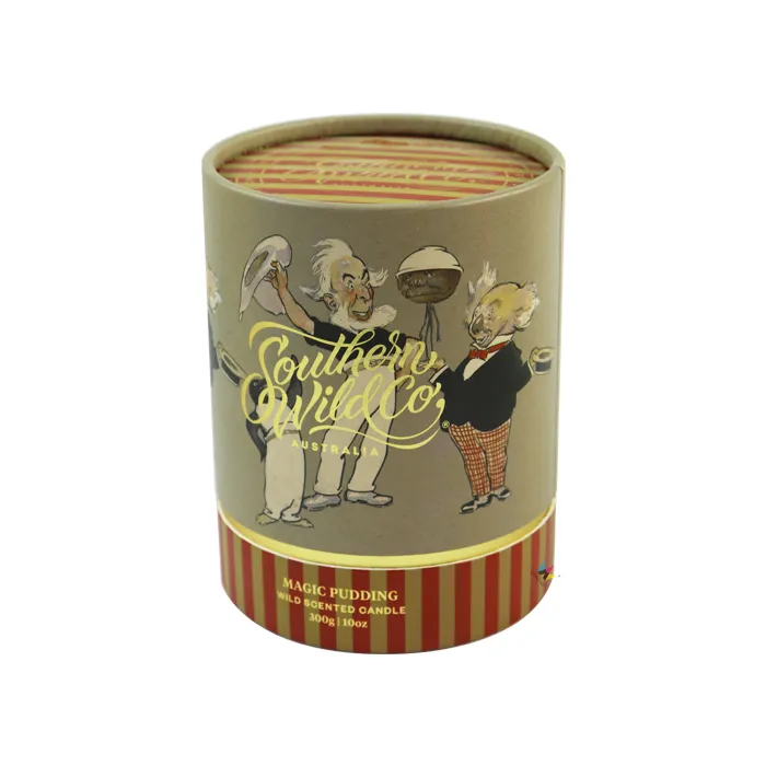 Vintage illustration printed custom paper tube candle box for scented candle brand packaging